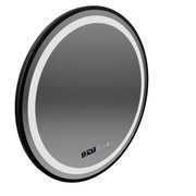 Specchio rotondo a LED, 60 cm, Celeste Majesté Noir MotionGlow Marcello, sistema antiappannamento, orologio e termometro, dimmerabile