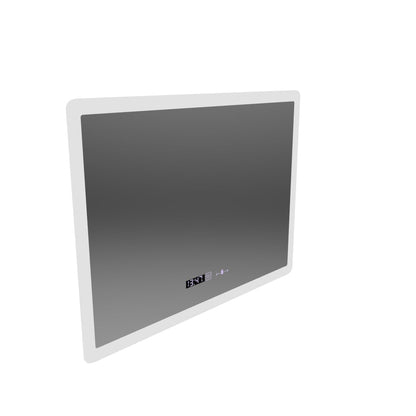 Specchio LED rettangolare, 80x60 cm, sensore ELANCEE MotionGlow Marcello, sistema antiappannamento, orologio e termometro, dimmerabile