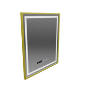 Specchio rettangolare a LED, 75x90 cm, Verite Royale Gold MotionGlow Marcello, sistema antiappannante, orologio e termometro, dimmerabile