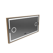 Oglinda LED Senzor MotionGlow Isabell cu functie Dezaburire Termometru Ceas 120x80 cm Lumina Calda/Rece/Neutra Dimabila, Rama Rose Gold Brushed, Colectia Marcello Funghi
