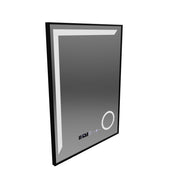 Specchio LED Francesca Sensore MotionGlow 60x80 cm Luce Calda/Fredda/Neutra Cornice Dimmerabile Nero Spazzolato Sistema Disappannante Termometro Orologio Collezione Marcello Funghi