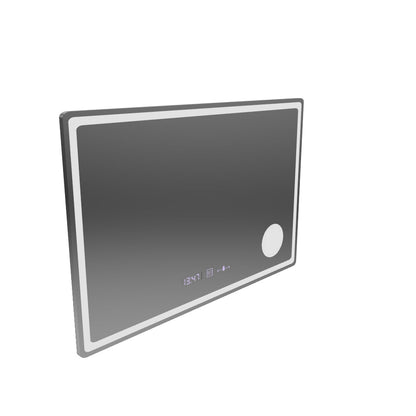 Oglinda LED Rectangulara, 90x60cm, Velour MotionGlow Marcello, Sistem Dezaburire, Ceas & Termometru, Lupa Cosmetica,  Dimabila