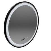 NOVARA LED Touch Specchio Disappannante, Orologio e Temperatura Cornice Nera Spazzolata da 60 cm