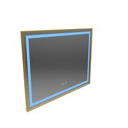 Specchio RAYNA Touch LED, 80x60 cm, funzione Demist, cornice oro spazzolato