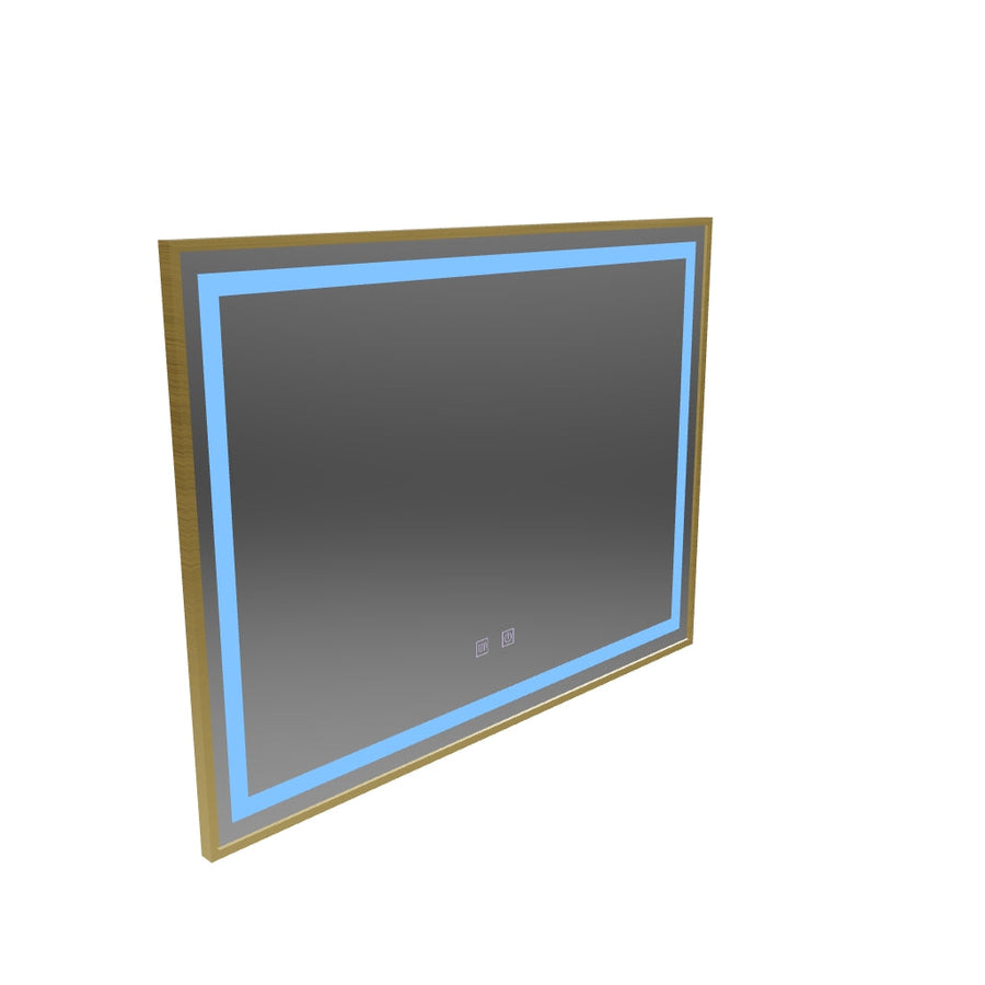 Specchio RAYNA Touch LED, 80x60 cm, funzione Demist, cornice oro spazzolato