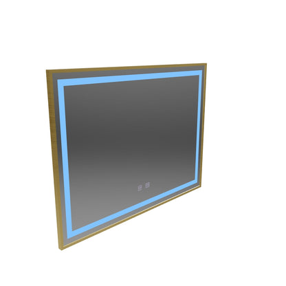 Oglinda LED Touch Kariri, 80x60 cm, functie Dezaburire, Rama Gold Rose Brushed