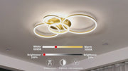 RINOVA Lampadario LED con Telecomando, 4 Cerchi, 112W, Luce Calda/Fredda/Neutra, Dimmerabile, Oro