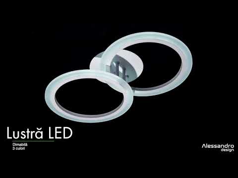 Lustra LED cu telecomanda BETTY 27W, 2 Cercuri, lumina Rece/Calda/Neutra, Dimabila, Alb