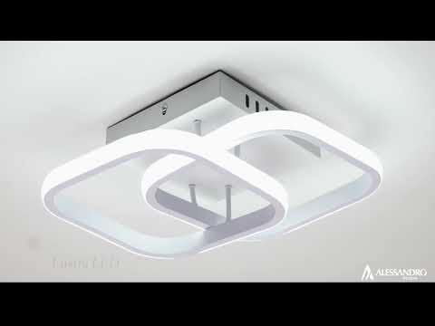 Lustra LED VERTEX Matrix, Romburi Suprapuse, Rame Metalice, 24W, 2 Romburi, Lumina Rece/Calda/Neutra 3000K/4000K/6000K, Alb