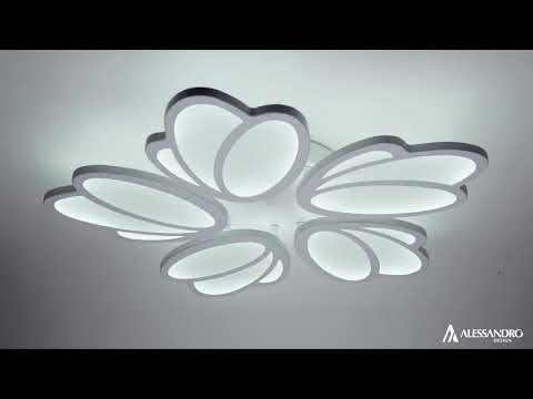 Lampadario LED con telecomando TULIP 81W, 5 Petali, Luce Fredda/Calda/Neutra, Dimmerabile, Bianco