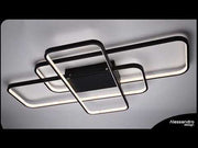Lampadario LED IANUSIS con telecomando 95W, 3 Elementi, Luce Fredda/Calda/Neutra, Dimmerabile, Nero