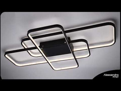 Lampadario LED IANUSIS con telecomando 95W, 3 Elementi, Luce Fredda/Calda/Neutra, Dimmerabile, Nero