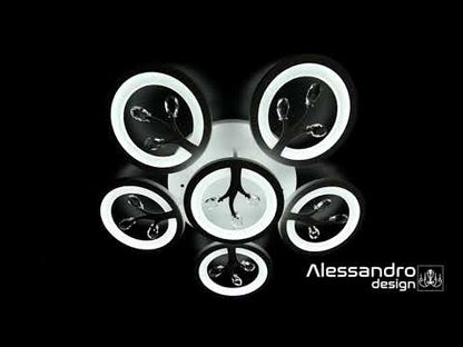 Lampadario LED con telecomando e cristallo DAISY 78W, 6 Elementi, Luce Fredda/Calda/Neutra, Dimmerabile, Bianco