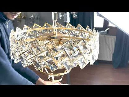 Candelabru Cristal WINDSOR Nobile 5xE14, Diametru 39cm, Auriu Lucios, Inaltime Reglabila