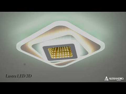 Lampadario LED NEXA 3D 46W, Quadrato, Luce Fredda/Calda/Neutra, Bianco