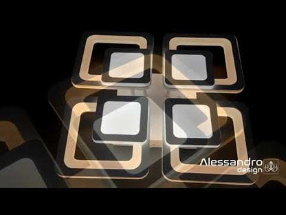Lampadario LED con telecomando SUSAN 96W, 4 Quadrati, Luce Fredda/Calda/Neutra, Dimmerabile, Bianco
