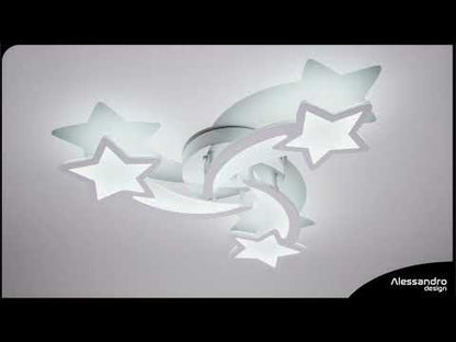 Lampadario LED con telecomando IPOMOEA 51W, 3 Stelle, Luce Fredda/Calda/Neutra, Dimmerabile, Bianco, Metallo e Acrilico