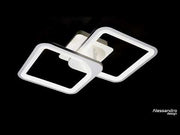 Lampadario LED con telecomando ZOE 41W, 2 Quadrati, Luce Fredda/Calda/Neutra, Dimmerabile, Bianco