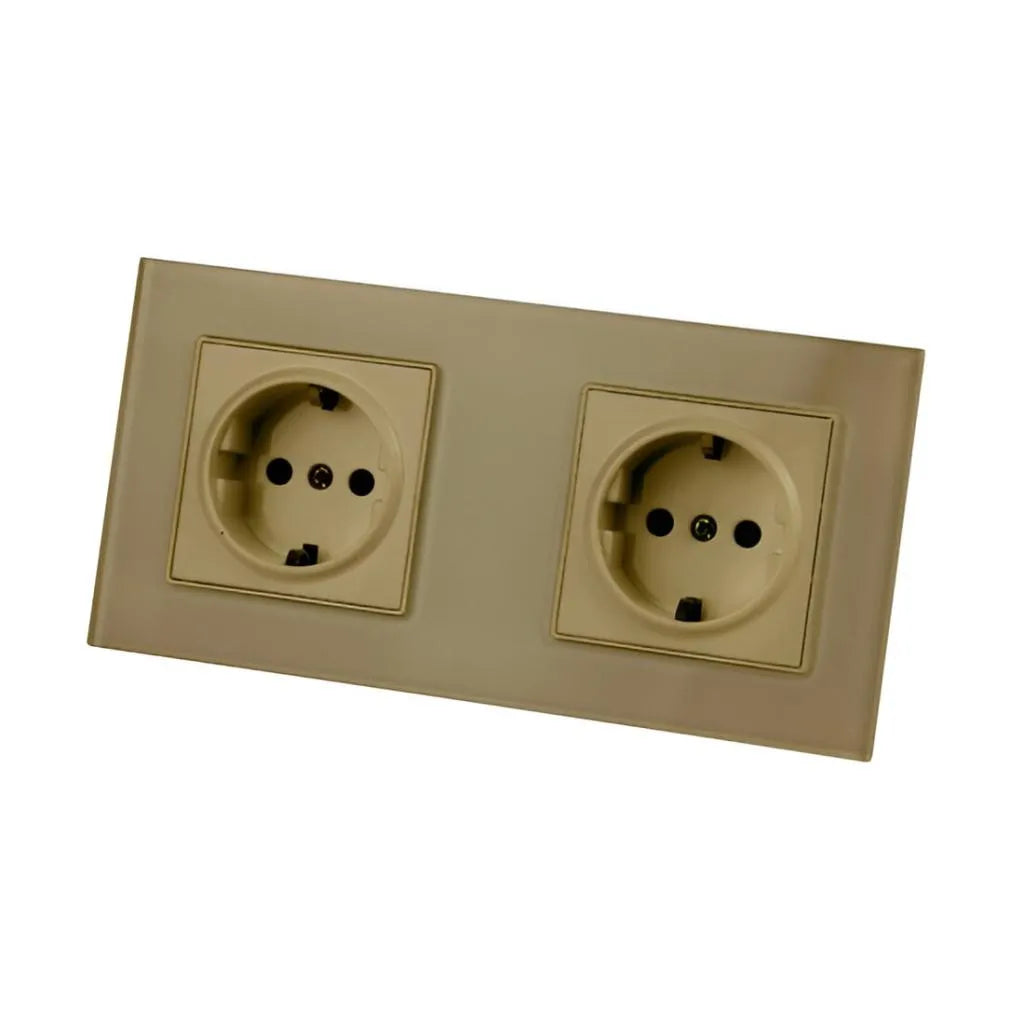 Presa Doppia con Cornice in Vetro di Sicurezza, Presa ORO Titolo predefinito Alessandro Design