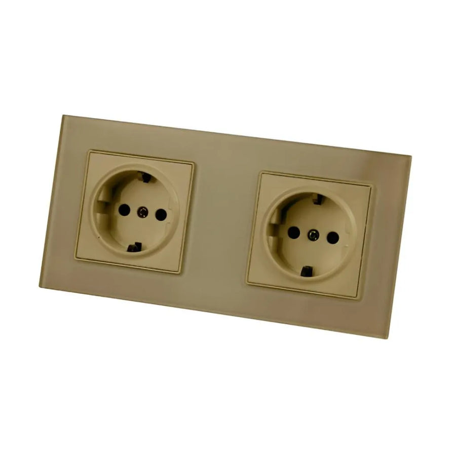 Presa Doppia con Cornice in Vetro di Sicurezza, Presa ORO Titolo predefinito Alessandro Design