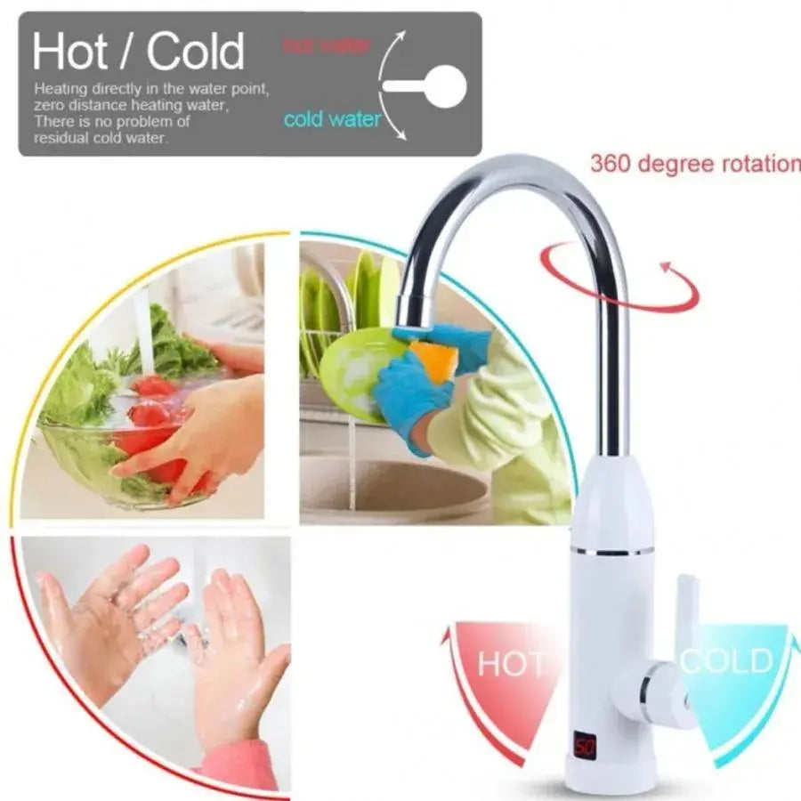 Rubinetto elettrico istantaneo per acqua calda, display LCD, bianco, LZ-501X Rubinetti da cucina Titolo predefinito Alessandro Design