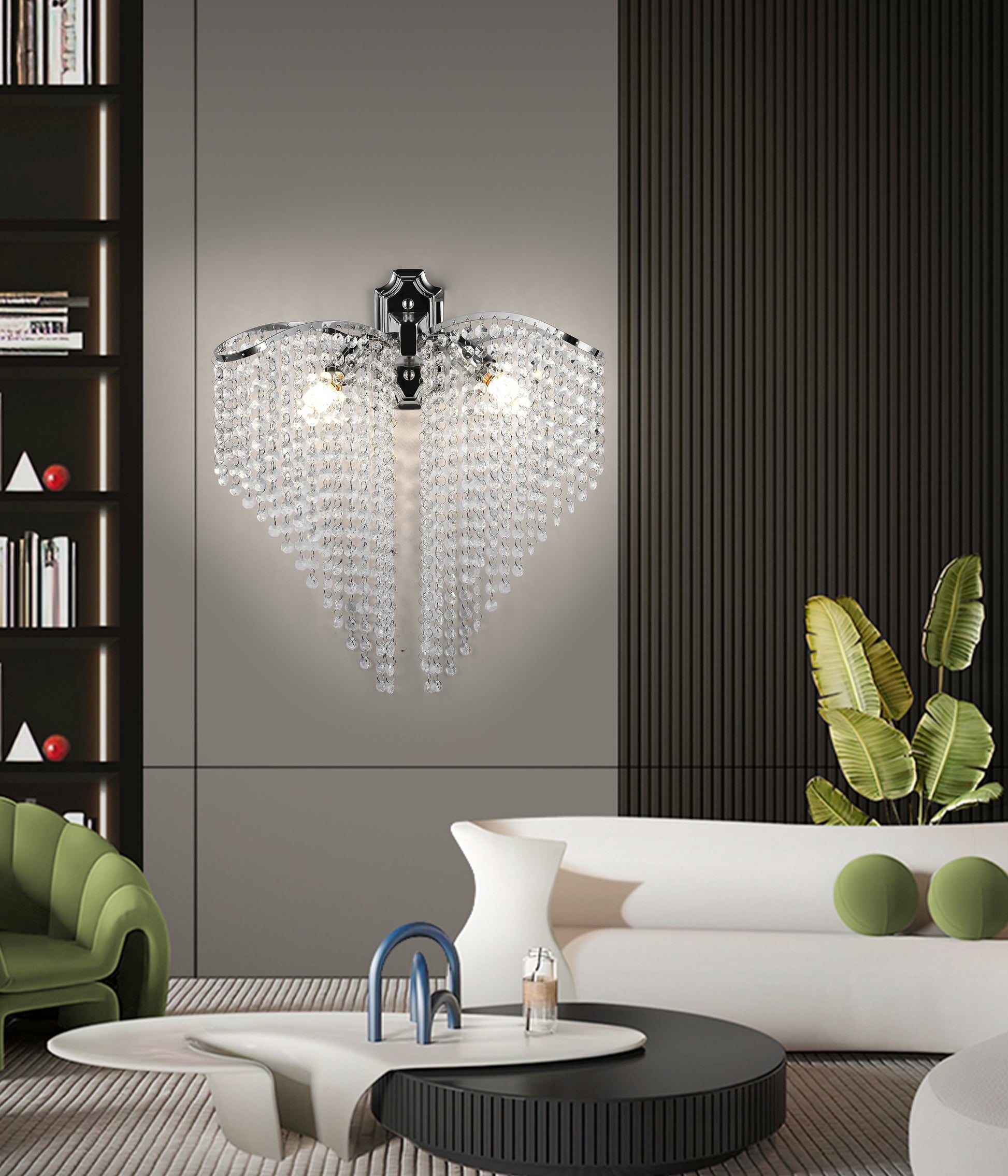 Lampada Ander Cristal 2x E14 Cromo Lucido, Fili di cristalli Lampade per interni Titolo predefinito Alessandro Design