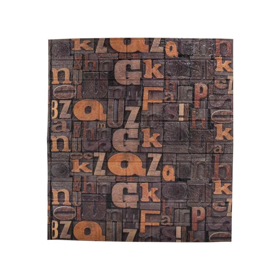 Set di 10 sfondi 3D autoadesivi marroni in morbida schiuma, 80 cm x 70 cm x 6 mm, sfondo con lettere marrone scuro, motivo 3D, titolo predefinito Alessandro Design