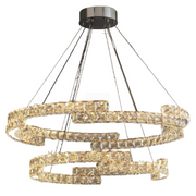 Lustra LED suspendata cu telecomanda si cristal MIA LATIFAH 55W, 2 Cercuri, lumina Rece/Calda/Neutra, Dimabila, Crom Lucios, Inaltime Reglabila Lustre LED cu Telecomanda Default Title Alessandro Design