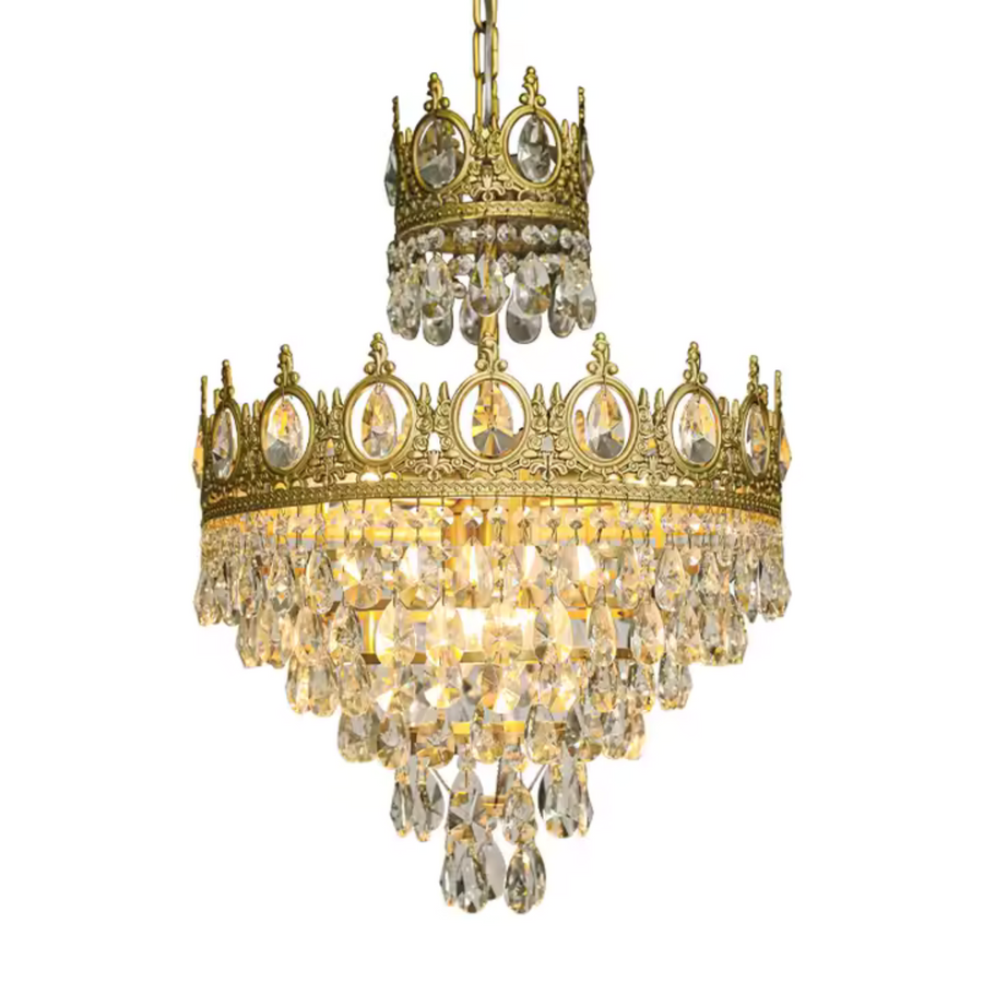 Lampadario in Cristallo REGALITE Petito, 3XE14, Diametro 25 cm, Oro Lucido, Altezza Regolabile