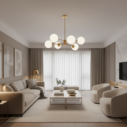 Lampadario a sospensione LOFT, 6x E27, Oro