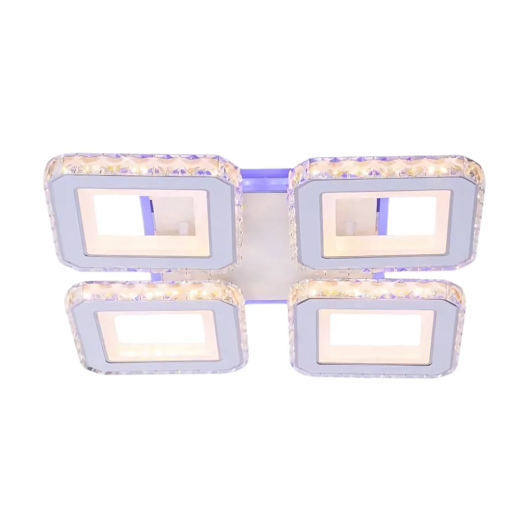 Lampadario a LED con telecomando e cristallo LEILA RGB 69W, 4 Quadrati, Luce Fredda/Calda/Neutra, Dimmerabile, Lampadario a LED Bianco con telecomando Titolo predefinito Alessandro Design