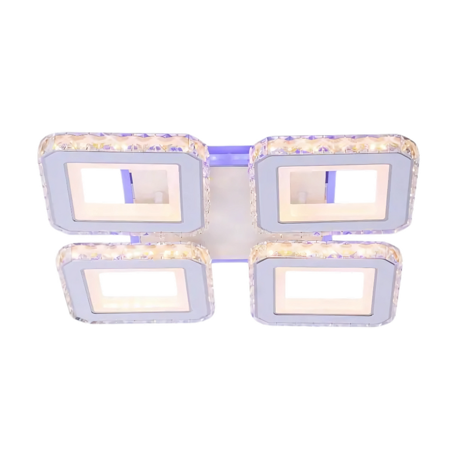 Lampadario a LED con telecomando e cristallo LEILA RGB 69W, 4 Quadrati, Luce Fredda/Calda/Neutra, Dimmerabile, Lampadario a LED Bianco con telecomando Titolo predefinito Alessandro Design